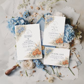 Botanical Blue Rose Wedding Kaart