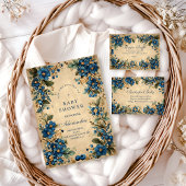 Botanical Blueberry Floral Baby Shower Kaart