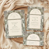 Botanische Blush Arch Art Nouveau bruiloft Kaart