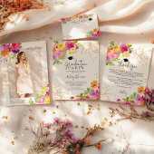 Hand geschilderde Bloemen afstuderen advies wensen Informatiekaartje