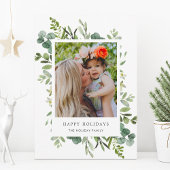 Groene Wreater Custom Text Holiday Photo Card Feestdagenkaart