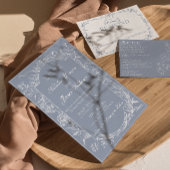 Boho Stofblauw Bloem QR Code Botanische Bruiloft Kaart
