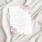 Botanische Elegantie: Witte & Blush Bloemen Huweli Kaart
