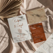 Botanische Beige Bloemen Terracotta Boho Bruiloft Save The Date