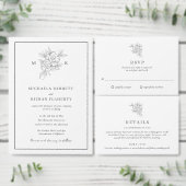 Klassieke botanische monogram bruiloft kaart (Personaliseer de collectie van deze zelfstandige maker.)