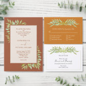 Botanische loof terracotta bruiloft kaart (Personaliseer de collectie van deze zelfstandige maker.)