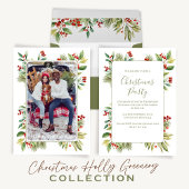 Kerstmis Rood en Groen Botanisch groen Etiket