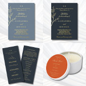 Charcoal Botanical Minimalist Christian Wedding  Programmakaart