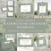 Sage Greenery Wedding Botanische Waterverf Kaart