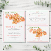 Bougainvillea koraal sinaasappel waterverf bruilof folie uitnodiging (Personaliseer de collectie van deze zelfstandige maker.)
