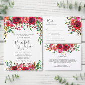 Overvloedige Roos Ruby Red Wedding Accommodaties Informatiekaartje (Personaliseer de collectie van deze zelfstandige maker.)