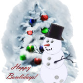 Bowling Ball Sneeuwman Kerst Kaart