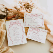 Whimsical Pink Bow Blush Ribbon Luier Raffle Informatiekaartje