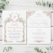 Bows and Wildflowers Wedding Invitation Kaart (Personaliseer de collectie van deze zelfstandige maker.)