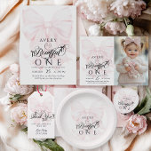 Botwiful One 1st Birthday Pink Bow Girls Feesthoedjes