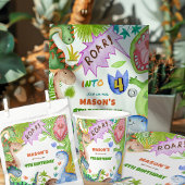 Boy Dinosaur 4th Birthday  Papieren Bordje