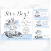 Elephant Prince Baby shower Kaart