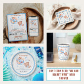 Boy Teddy Bear “We Can Bearly Wait” Baby Shower Informatiekaartje