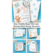 Jongen Teddy Bear, we kunnen het Baby shower afwac Informatiekaartje