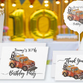 Boys birthday party with wrecker bedankdoosjes