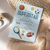 Boys Cute Blue Sports Superstar Baby shower Papieren Bordje