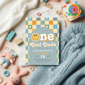 Eén Coole Kerel Jongens Retro Eerste Verjaardag Bedankkaart