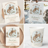  Blauw Klein Buckaroo Western 1e Verjaardag Bedankkaart