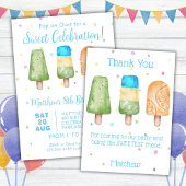 Blauwe boys Popsiday Birthday Party Hartelijk dank Kaart