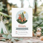 Boys Cute Forest Beren Camping Pattern & Name Kind Bad Handdoek