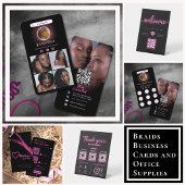 Glitter Neon Roze Haar Vlechten Loyaliteit Kaart Visitekaartje