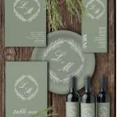 Monogram Script Branch Sage Green Wedding Heupfles
