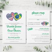 Braziliaans Amerikaanse Hart Vlaggen Ronde Sticker (Personaliseer de collectie van deze zelfstandige maker.)