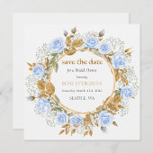 Elegante Dusty Blue Rozen Save the Date Informatiekaartje