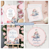 blush roze bloemenbruids theefeest ronde sticker
