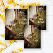 Bride, Cowboy Boots en Sunflower Save the Date