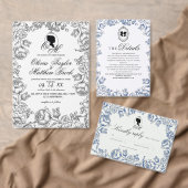 Regency Era Blauwe Bloemige Bruiloft Gastenboek (Personaliseer de collectie van deze zelfstandige maker.)