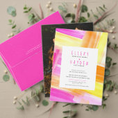 Heldere abstracte kunst roze gele perzik bruiloft servet (Personaliseer deze collectie van deze onafhankelijke maker. Test)