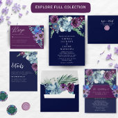 Heldere en gedurfde bloemen Magenta Winter bruilof Save The Date