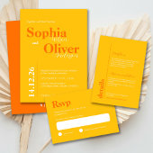 Bright Citrus Pop Bold Minimalist Wedding Kaart