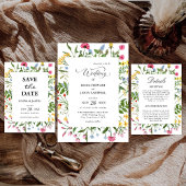 Moderne kleurrijke Wildflower Wedding Save the Dat Kaart