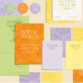 Bright Minimalist Citrus Bridal Shower invite Kaart