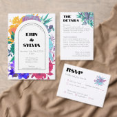 Heet Roze & Turquoise Wildflower Line Art Inpakpapier Vel (Personaliseer de collectie van deze zelfstandige maker.)