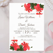 Floral RSVP Invitation Briefkaart met Red Hibiscus