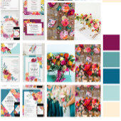 Menu en Drinken van het zomerturquoise Wedding Fla