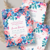 Chique Waterverf Floral 50e Verjaardagsprogramma Kaart