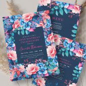 Elegante chique Waterverf Floral 40th Birthday Nav Inpakpapier Vel