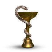 Bronze Snake Medical Bowl Hygieia White Caduceus Vierkante Button 5,1 Cm