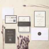 Espresso Photo Back QR Classic Minimalist Wedding Kaart (Personaliseer de collectie van deze zelfstandige maker.)