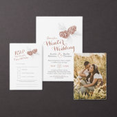 Sla de datum foto bruine dennenappel kunst save the date (Personaliseer de collectie van deze zelfstandige maker.)