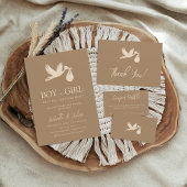 Brown Stork Baby Delivery Hij of zij Gender Reveal Kaart